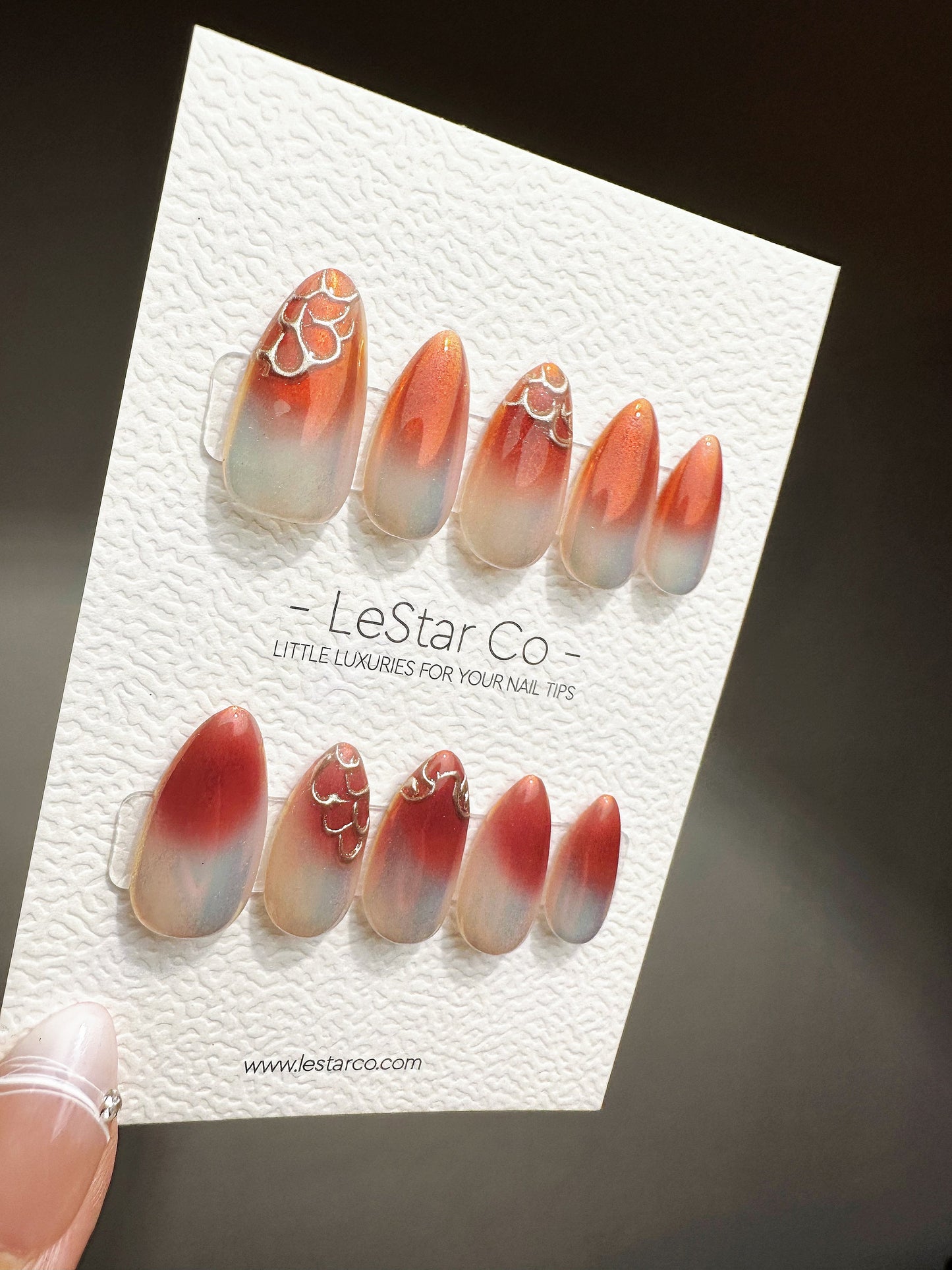 Reusable Orange Blossom Sunset Gradient | Premium Press on Nails Gel | Fake Nails | faux nails QN426