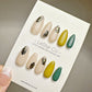 Reusable Gilded Flora Gold Embellishments | Nails Premium Press on Nails Gel Manicure | Fake Nails | Handmade | Lestarco faux nails QN427