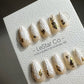 Reusable Golden Whisper | Premium Press on Nails Gel | Fake Nails | Cute Fun Colorful Gel Nail False faux Nails ML436