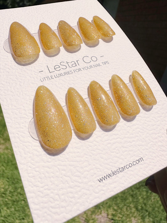 Reusable Honeycomb Orange Cat eye | Nails Premium Press on Nails Gel Manicure | Fake Nails | Handmade | Lestarco faux nails 437zz