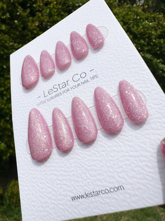 Reusable Cosmic Rose Pink Cat eye | Nails Premium Press on Nails Gel Manicure | Fake Nails | Handmade | Lestarco faux nails 438zz