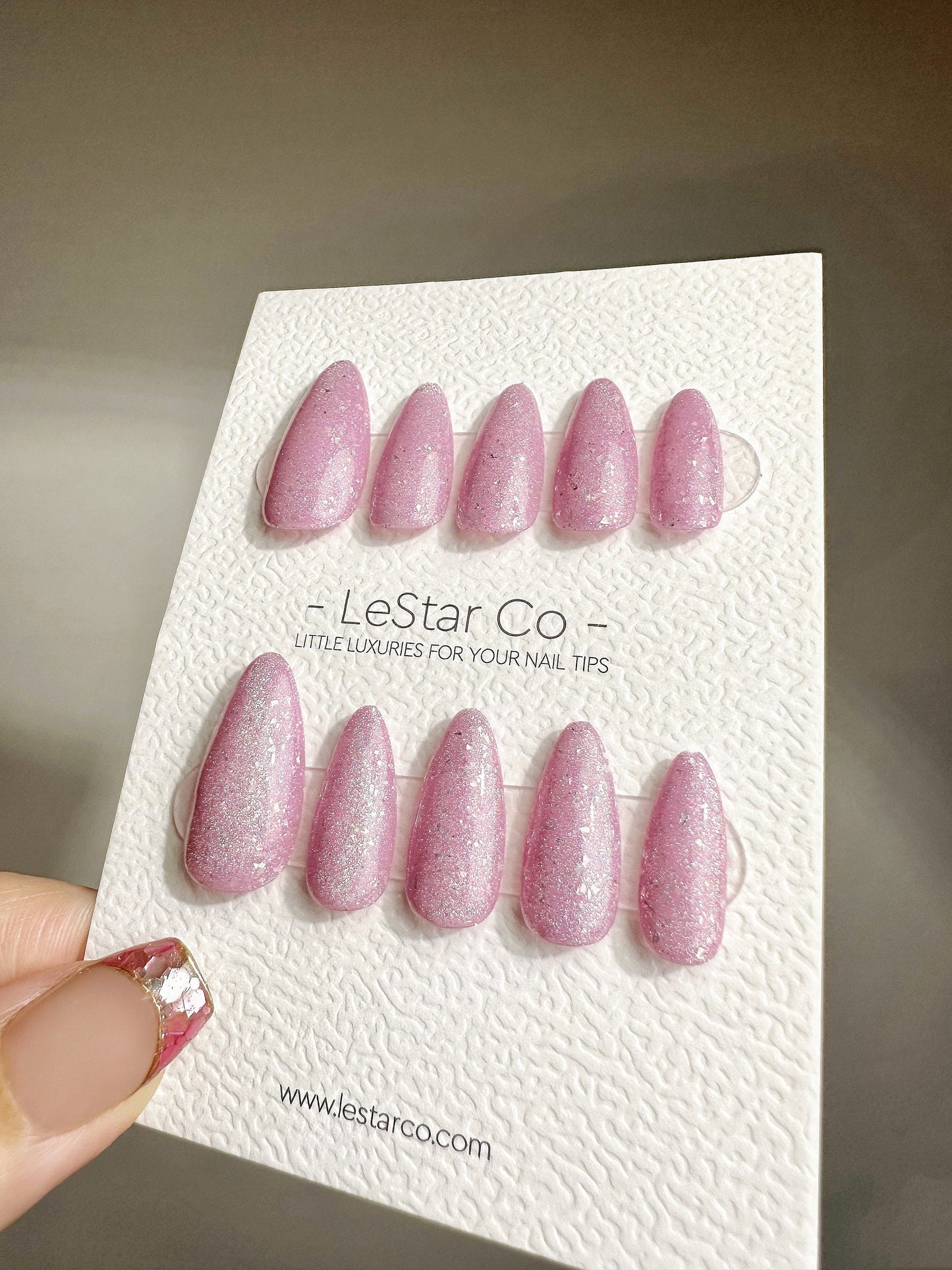 Reusable Cosmic Rose Pink Cat eye | Nails Premium Press on Nails Gel Manicure | Fake Nails | Handmade | Lestarco faux nails 438zz