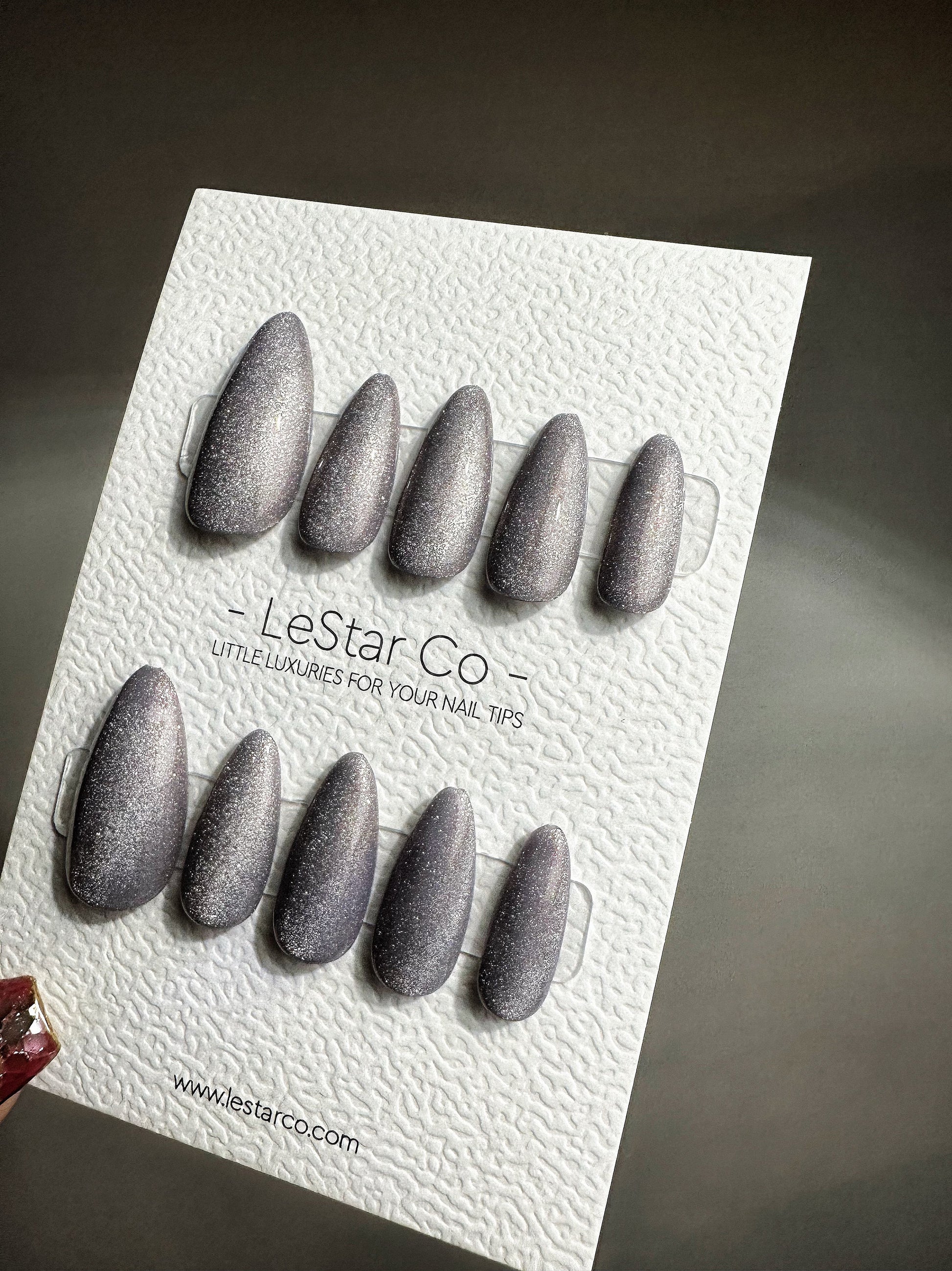 Reusable Galactic Mist Grey Cat Eye Effect | Nails Premium Press on Nails Gel Manicure | Fake Nails | Handmade | Lestarco faux nails 440zz