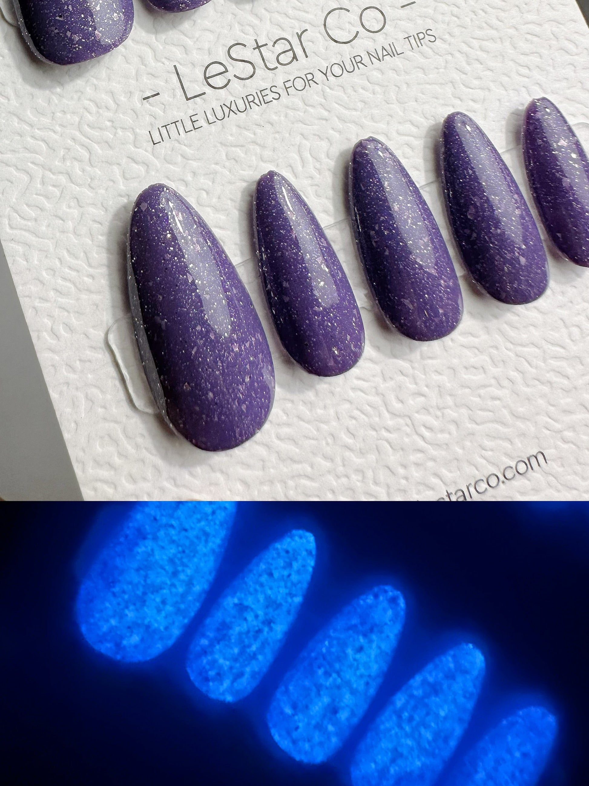 Reusable Galactic Ghost Glow in Dark | Nails Premium Press on Nails Gel Manicure | Fake Nails | Handmade | Lestarco faux nails 441zz