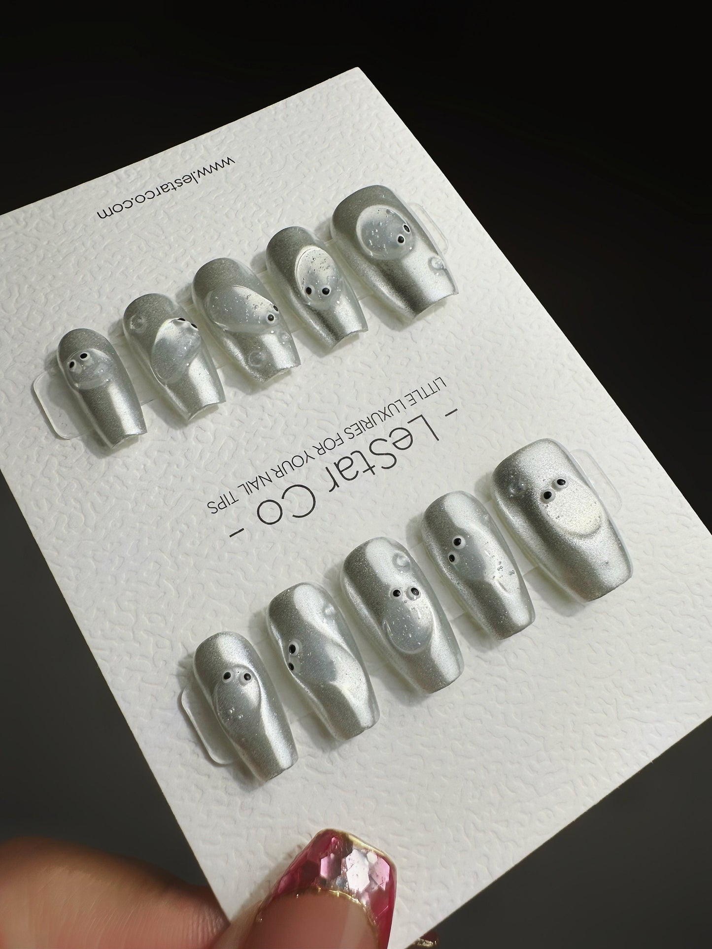 Reusable Ghost Spirits | Premium Press on Nails Gel | Fake Nails | Cute Fun Colorful Gel Nail Artist faux nails QN444