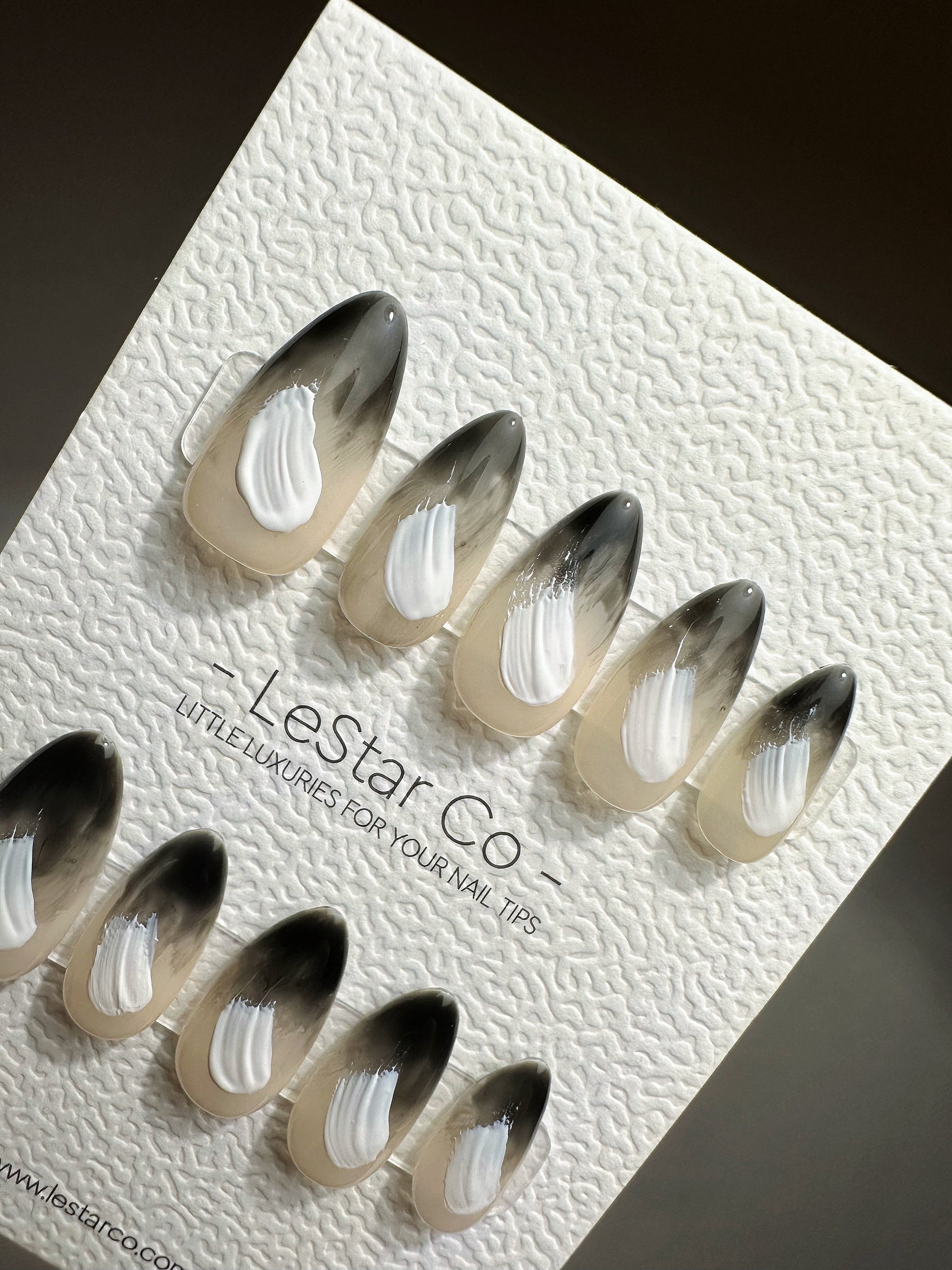 Reusable White Noise | Premium Press on Nails Gel | Fake Nails | Cute Fun Colorful Gel Nail Artist faux nails QN445