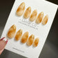 Reusable Caramel Amber Waves Gold French Tip | Premium Press on Nails Gel | Fake Nails | Cute Fun Colorful Gel Nail Artist faux nails QN448