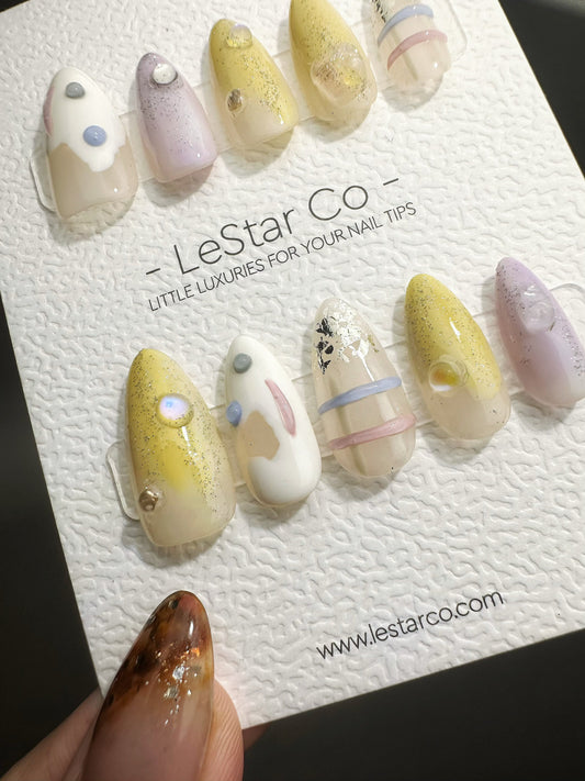 Reusable Lunar Lullaby | Premium Press on Nails Gel | Fake Nails | Cute Fun Colorful Gel Nail faux nails QN468