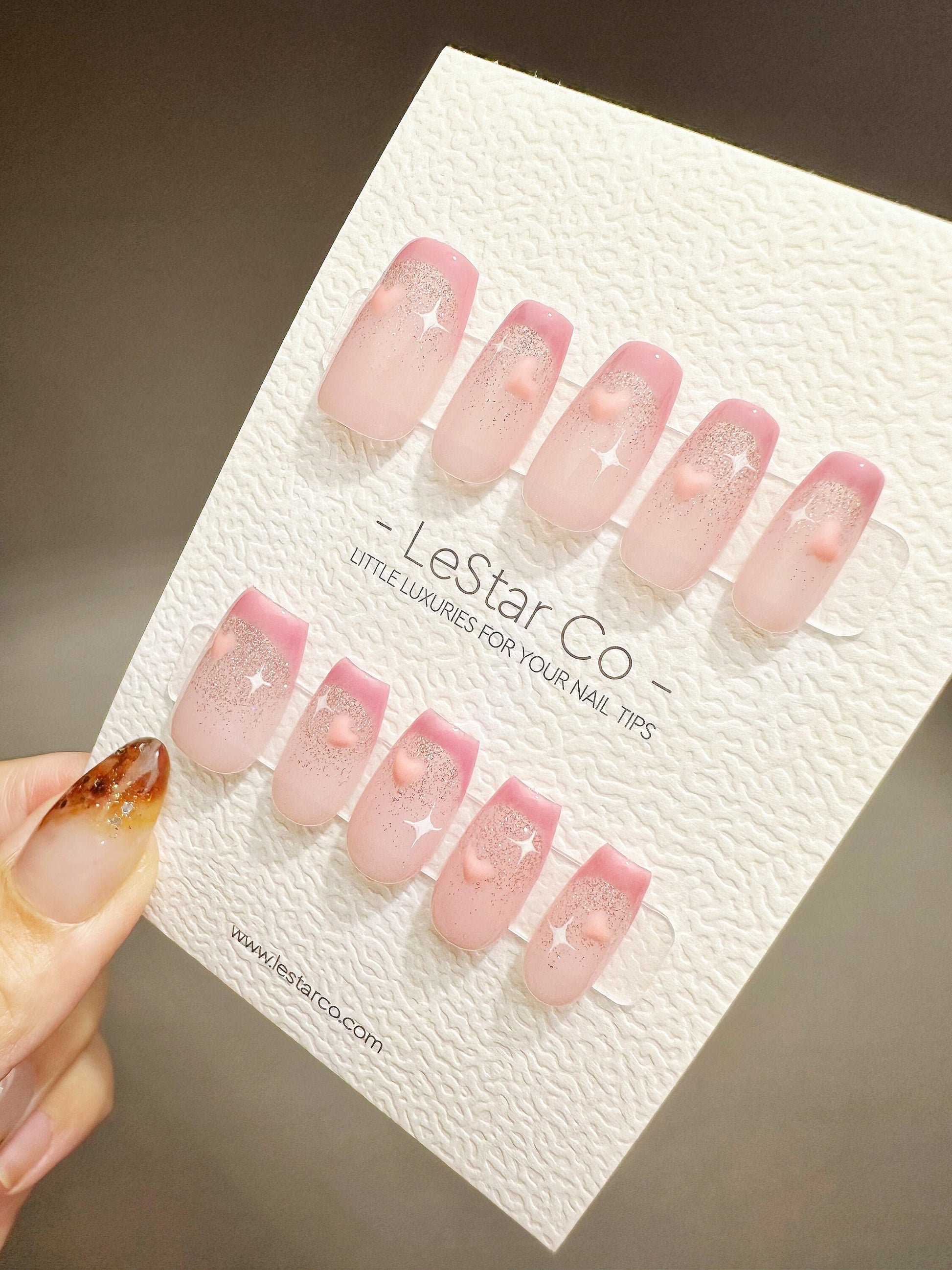 Reusable Pink Heartbeat French Tip | Premium Press on Nails Gel | Fake Nails | Cute Fun Colorful Gel Nail Artist faux nails QN459