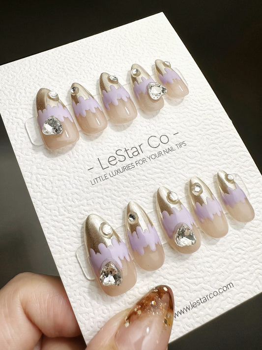 Reusable Lavender Lustre | Premium Press on Nails Gel | Fake Nails | Cute Fun Colorful Gel Nail Artist faux nails QN462