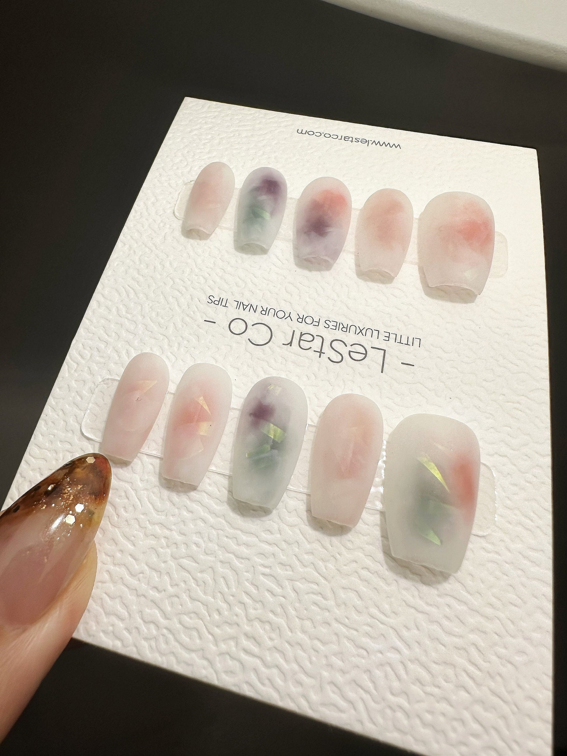 Reusable Translucent Illusions Water Color Effect| Premium Press on Nails Gel | Fake Nails | Cute Fun Colorful Gel Nail faux nails QN467