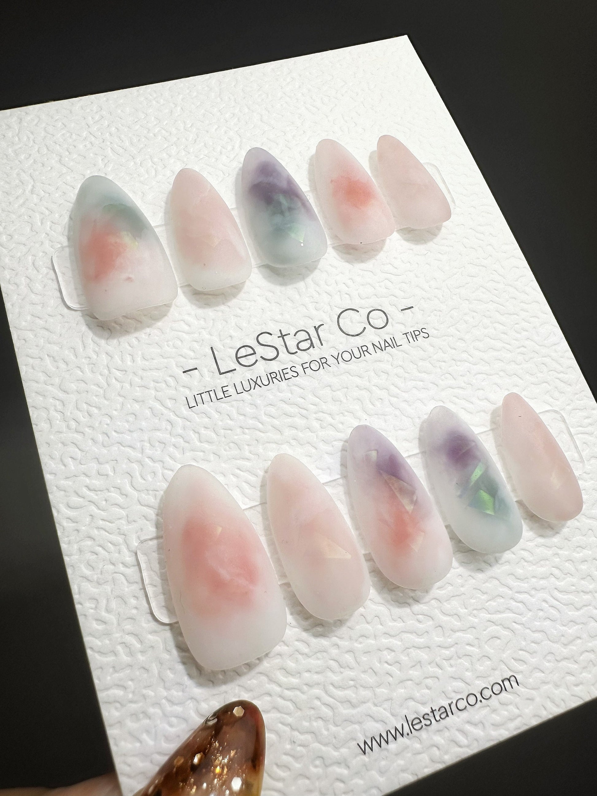 Reusable Translucent Illusions Water Color Effect| Premium Press on Nails Gel | Fake Nails | Cute Fun Colorful Gel Nail faux nails QN467