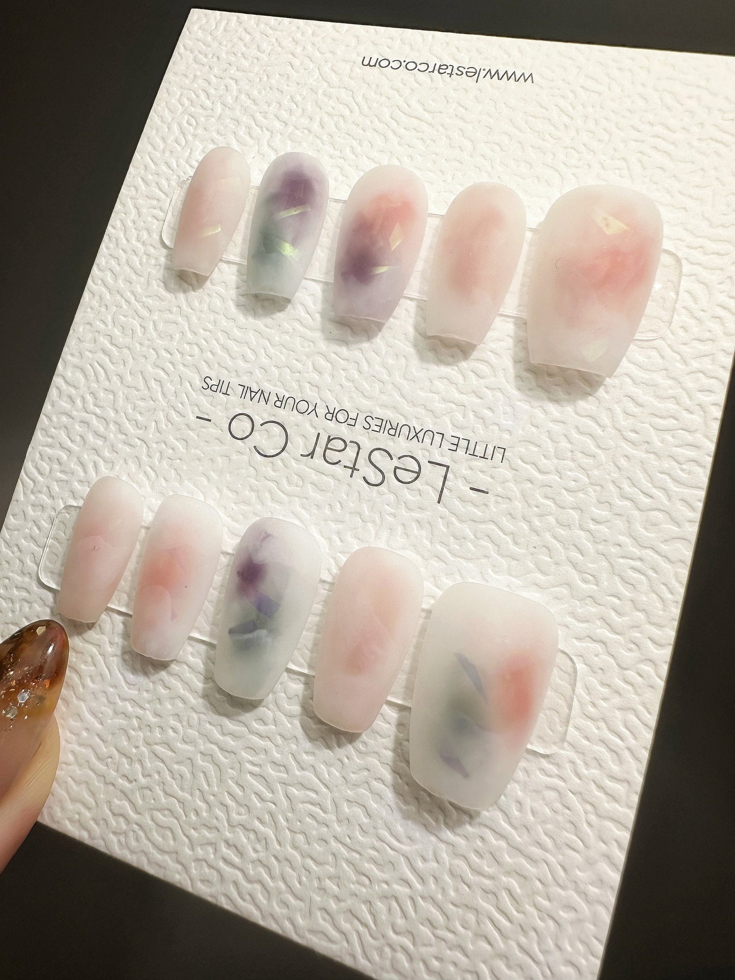 Reusable Translucent Illusions Water Color Effect| Premium Press on Nails Gel | Fake Nails | Cute Fun Colorful Gel Nail faux nails QN467