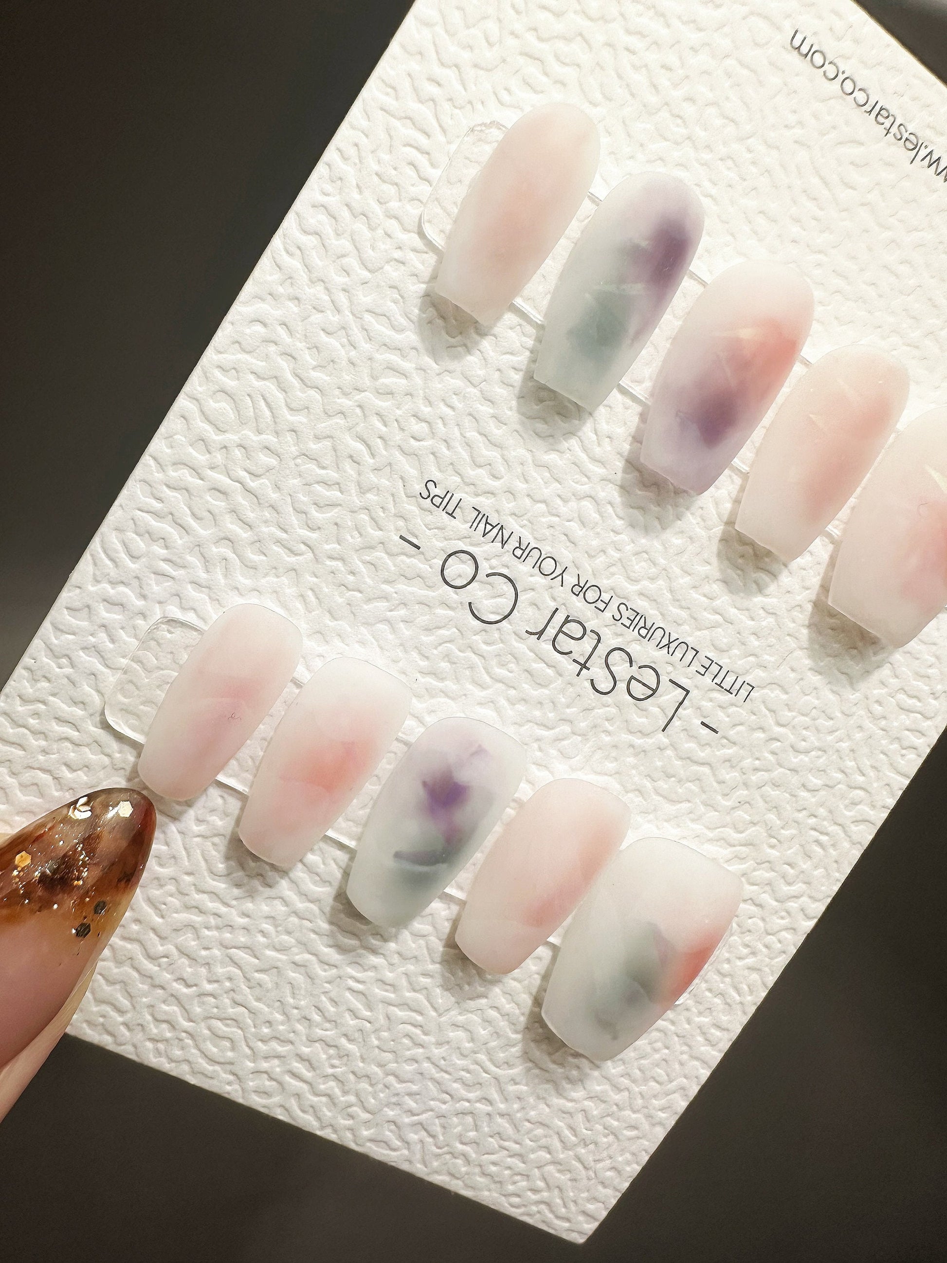 Reusable Translucent Illusions Water Color Effect| Premium Press on Nails Gel | Fake Nails | Cute Fun Colorful Gel Nail faux nails QN467