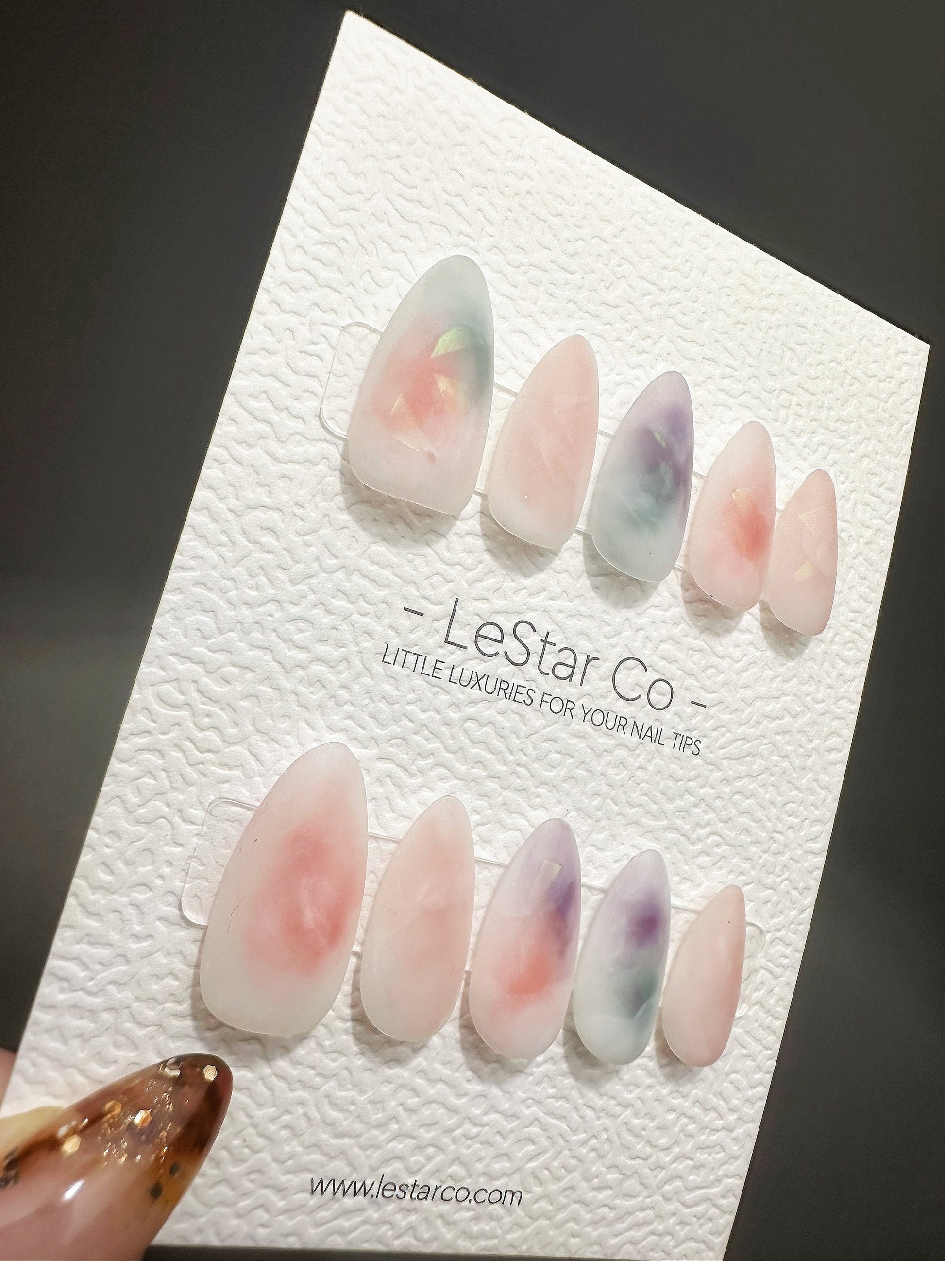 Reusable Translucent Illusions Water Color Effect| Premium Press on Nails Gel | Fake Nails | Cute Fun Colorful Gel Nail faux nails QN467