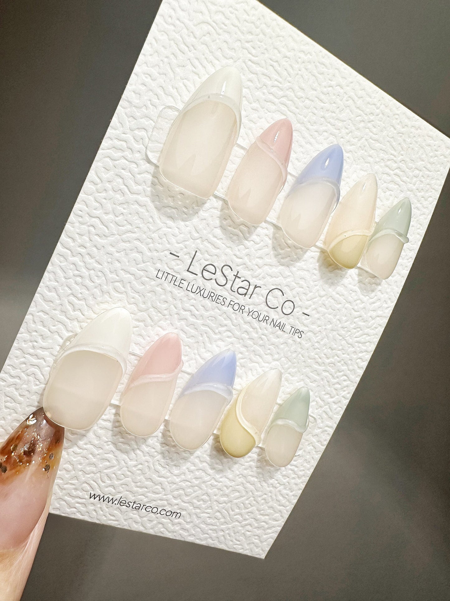 Reusable Soft Tints French Tip | Premium Press on Nails Gel | Fake Nails | Cute Fun Colorful Gel Nail faux nails QN469