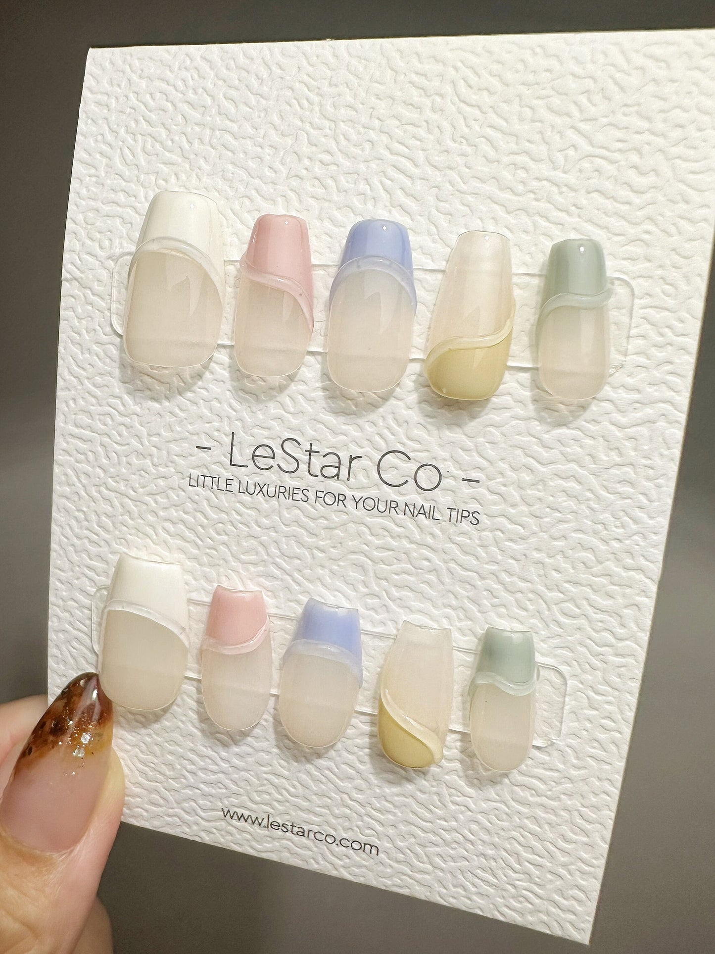 Reusable Soft Tints French Tip | Premium Press on Nails Gel | Fake Nails | Cute Fun Colorful Gel Nail faux nails QN469