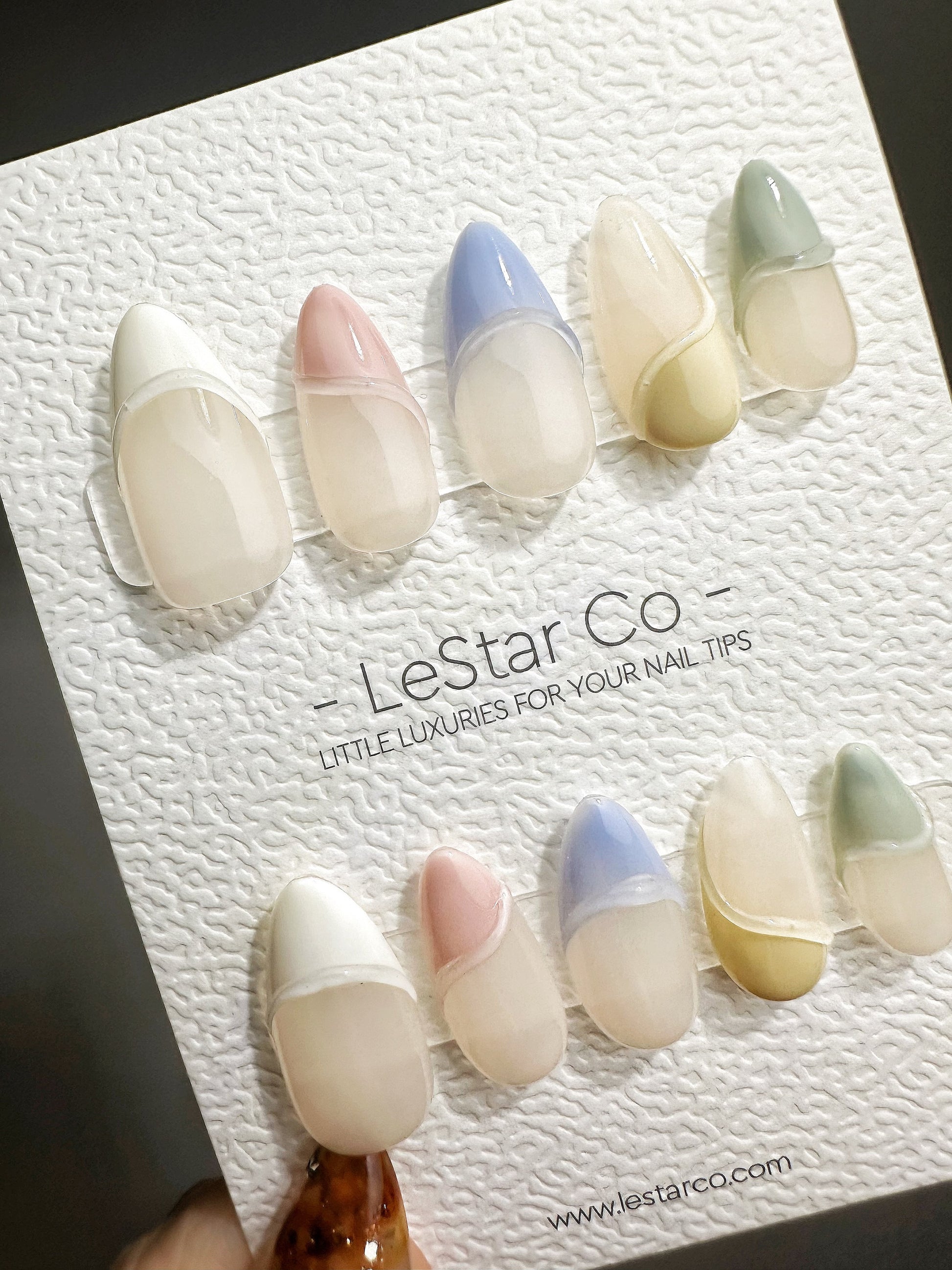 Reusable Soft Tints French Tip | Premium Press on Nails Gel | Fake Nails | Cute Fun Colorful Gel Nail faux nails QN469